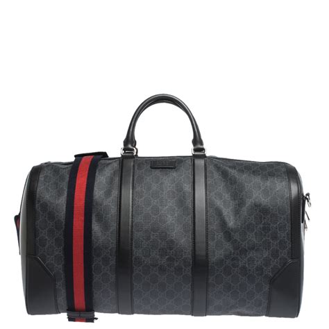 gucci black leather|Gucci black leather duffle bag.